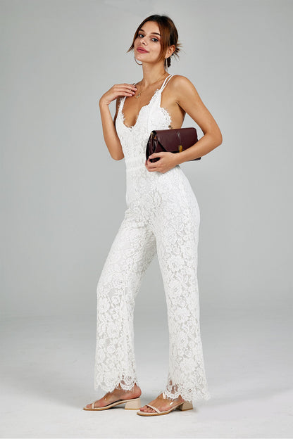 Lace Patchwork Cami Jumpsuits