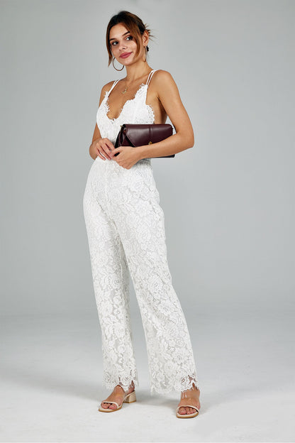 Lace Patchwork Cami Jumpsuits